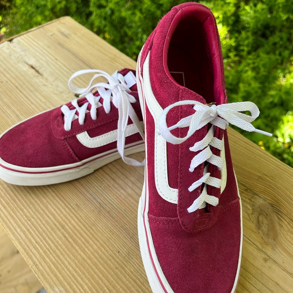 Vans Dark Purple and White Old Skool Sneakers Iconic Design